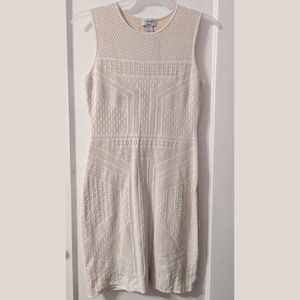 Carmen Marc Valvo Nude Cream Tan Bodycon Textured Bandage Dress, Size Medium